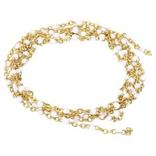 1m/3.3 Feet Stainless Steel Cable Chain, Gold Link Chain Enamel Beads, White