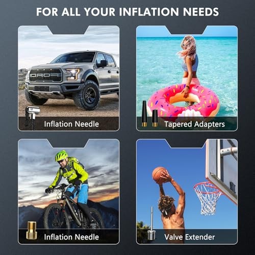 Tire Inflator Portable Air Compressor, 150PSI 12V DC Air Pump for Car Blue