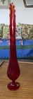 MCM Vtg Fenton/L. E. Smith Ruby Red Flame /Glowing Thumb print Swung Vase, 19”
