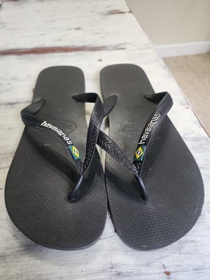 Havaianas Men's Black Flip Flops Rubber Sandals Size 11 Beach Summer Resort