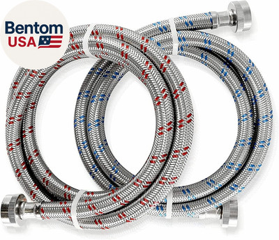 Premium 6Ft Washing Machine Hoses Burst Proof 2 Pack - Hot and Cold Water Supply