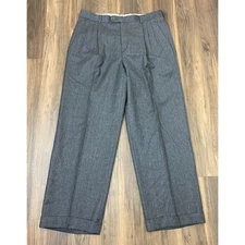 VTG Men Zanella Italy virgin wool pleated cuffed wide leg dress pants, 33x28