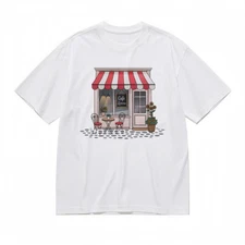 Men's Trend Breathable Classic T-Shirt Sunflower Decorated Bistro Design Tee