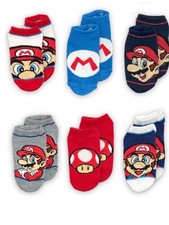 Nintendo Super Mario Low-Cut Character Socks - Blue, Red, White, Black, Tan 4-10