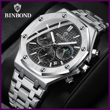 BINBOND Top Brand Man Quartz Watch Luxury Luminous Chronograph Wristwatch