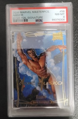 2016 UPPER DECK MARVEL MASTERPIECES GOLD FOIL SIGNATURE #58 NAMOR PSA 8