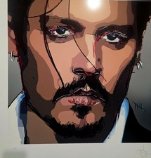 Johnny Depp “FIVE” Self Portrait hand signed by Johnny Depp