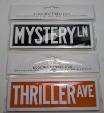 “What a Novel Idea” Bookshelf Street Sign Mystery Lane & Thriller Avenue 6" x 2"