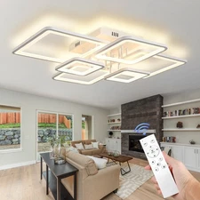 31.5" Modern LED Ceiling Light, 6-Panel Acrylic Lamp w/ Remote Dimmable