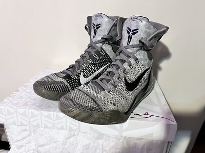2014 Mens Nike Kobe IX 9 Elite Detail Fog Grey Black Size 8.5 Used