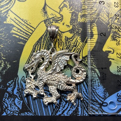 Großer Drache Sterling Silber Drache 925 Anhänger 12,5 Gramm Schmuck