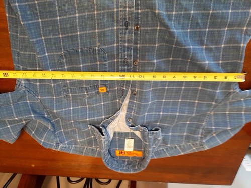 Wrangler 20X FR Long Sleeve Button Shirt Men's Blue Plaid pocket work shirt - Picture 10 of 17