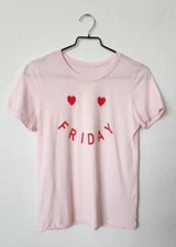 Urban Outfitters Top Size Small Pink Tee Basic Shirt Heart Friday Smiley