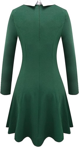 Aphratti Women's Long Sleeve Casual Peter Pan Collar Fit and Flare SkaterDress-L - Picture 5 of 7