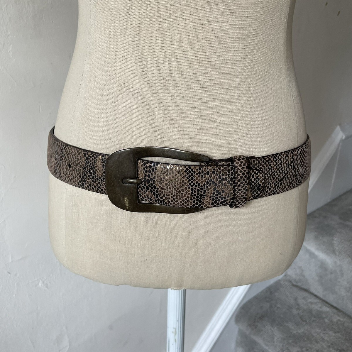 Sandy Duftler Designs Womens Brown Leather Snake Skin Belt 