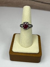 Simulated Red Ruby Ring 925 Sterling Silver Size 7