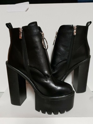 all black platform boots