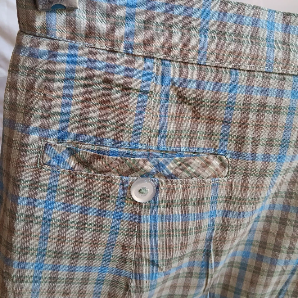 Pantalones Cortos 25" 25W Cintura Alta Verdadero De Colección Años 60 Mujer ALGODÓN CREMALLERA LATERAL RELIQUIA VERDE A CUADROS  Foto 4 de 4