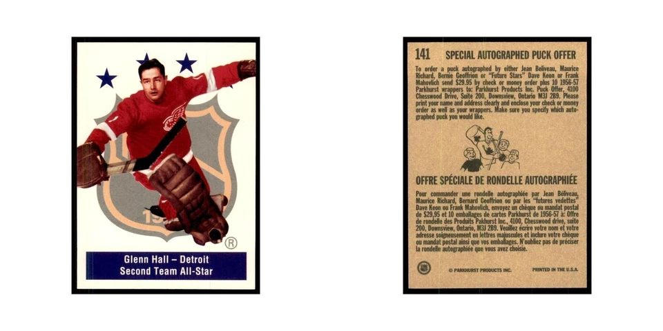 1994 Parkhurst Missing Link Glenn Hall Detroit Red Wings #141 - Image 3 of 3