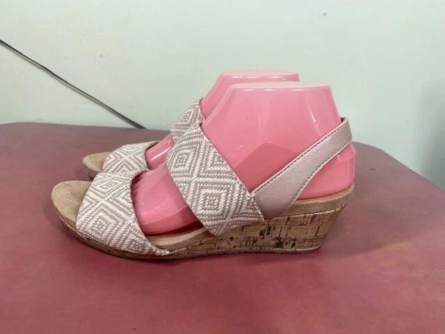 Sandalias de cuña Life Stride Marcela blancas tostadas cómodas flexibles sistema suave talla 7,5 M Foto 4 de 4