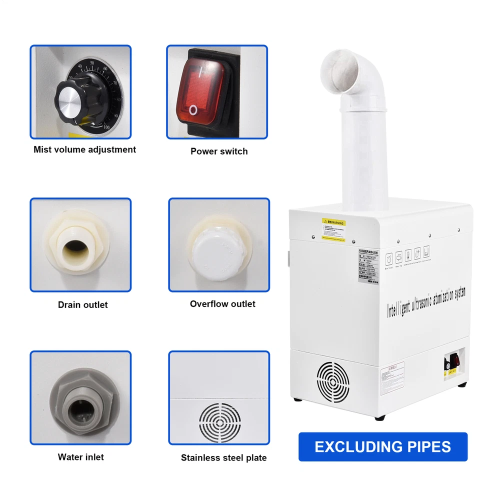 Humidificador Industrial Ultrasónico Enfriador Pulverizador Atomización 12KG/H Habitación Grande Foto 4 de 4