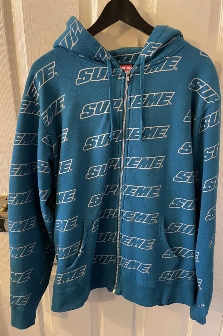Sweat à capuche zippé SS18 Supreme Repeat Cardinal L grand sweat à capuche Dark Aqua