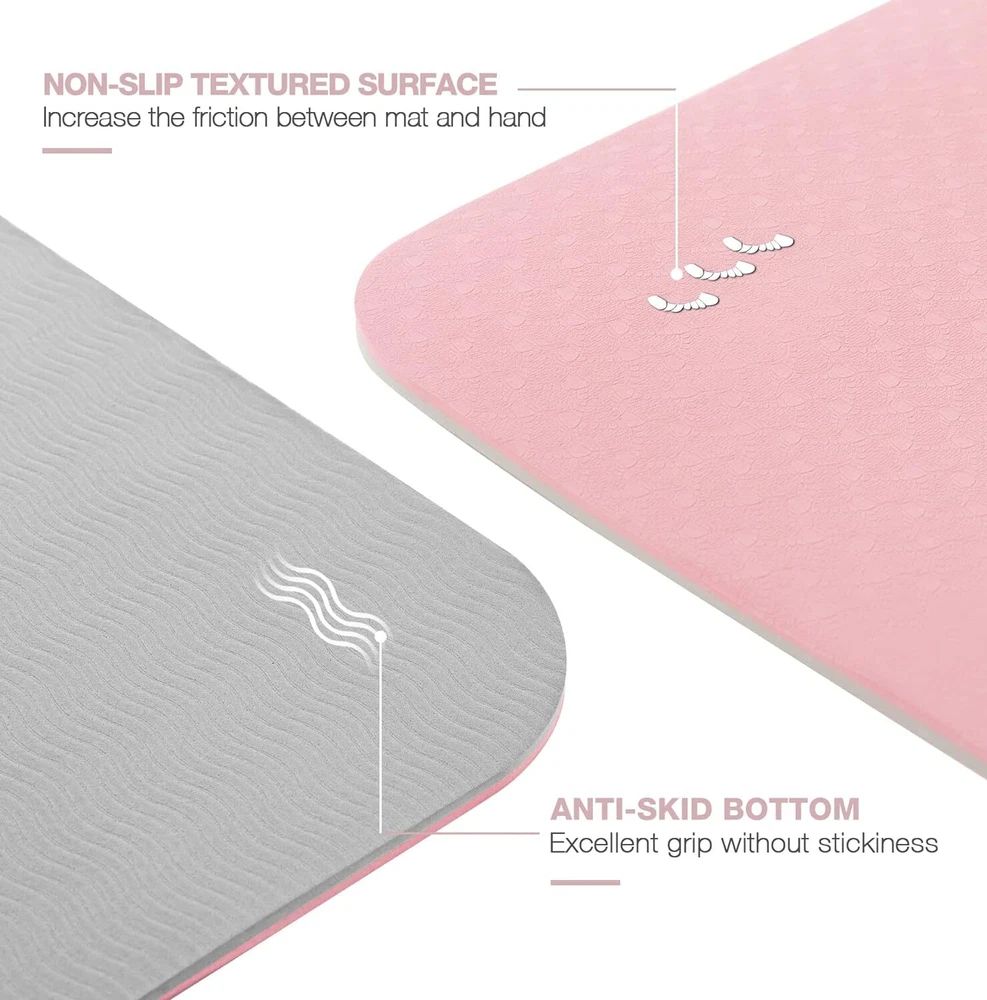 Non Slip Extra Thick 1/3 Inch TPE Yoga Mat Eco Friendly 72x24 Inches for Women