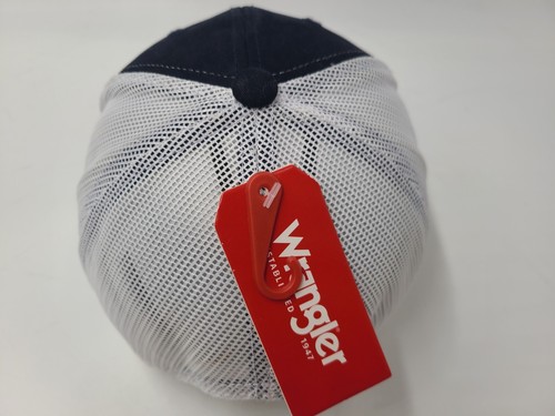 Wrangler Mesh Trucker Snapback Hat Cap Jeans Western Casual Men Women Blue White - Picture 8 of 12