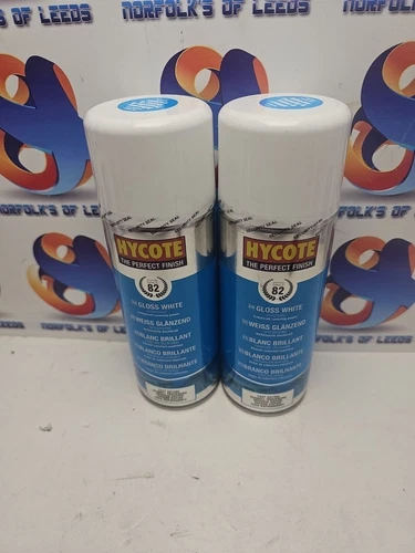 White  Spray Paint Gloss Hycote Aerosol Car Multi-Purpose Preparation 400ML X 2