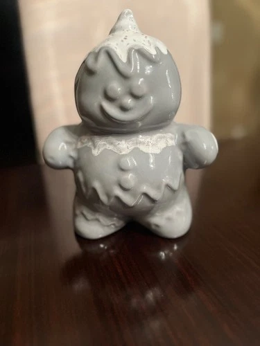 Hull Pottery Gray Gingerbread Man Bank- Gray- White Drip
