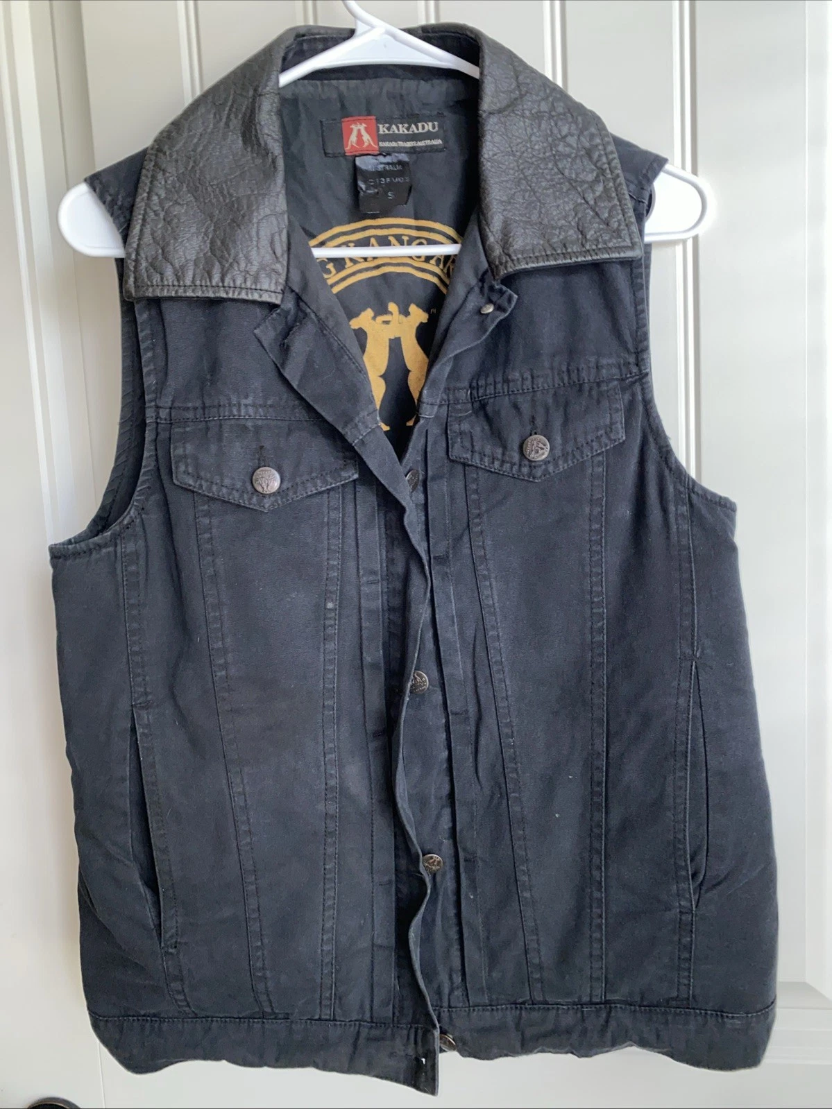 Kakadu Traders Australia Concealed Carry Canvas Vest leather trim mens S small image 2