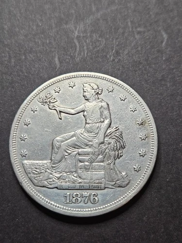 1876  Trade Dollar - Better Date - Silver coin  - XF details