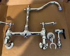 Signature Hardware Felicity Wall-Mount Kitchen Faucet with Side Spray Chrome