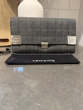 Chanel Denim Chocolate Bar Wallet On Chain With Silver Hardware