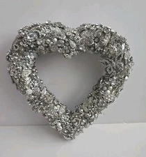 Vtg Jewels  Crafted Jeweled Art OOAK Heart Wreath Sparkle  Rhinestones 
