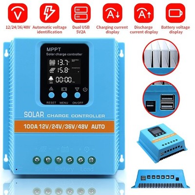 4800W 100A MPPT Solar Charge Controller 12V/24V/36V/48V Battery PV Regulator US