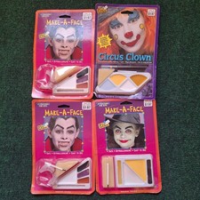 Vintage 90s Fun World Halloween Makeup Lot 4 Kits Circus Clown Vampire Witch
