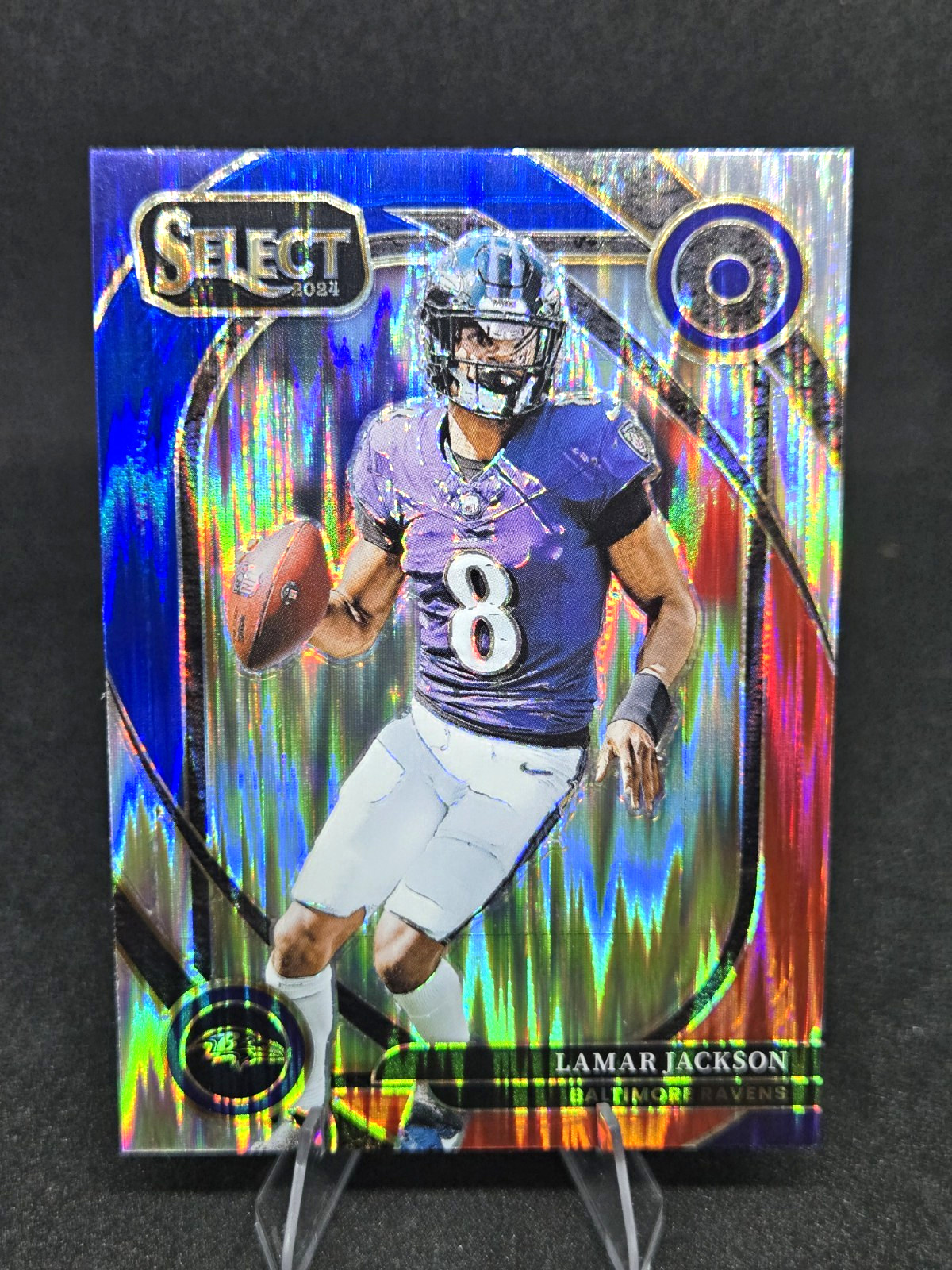 Panini 2024 Select Prizm Red White & Blue Shock Club Level Lamar Jackson #227