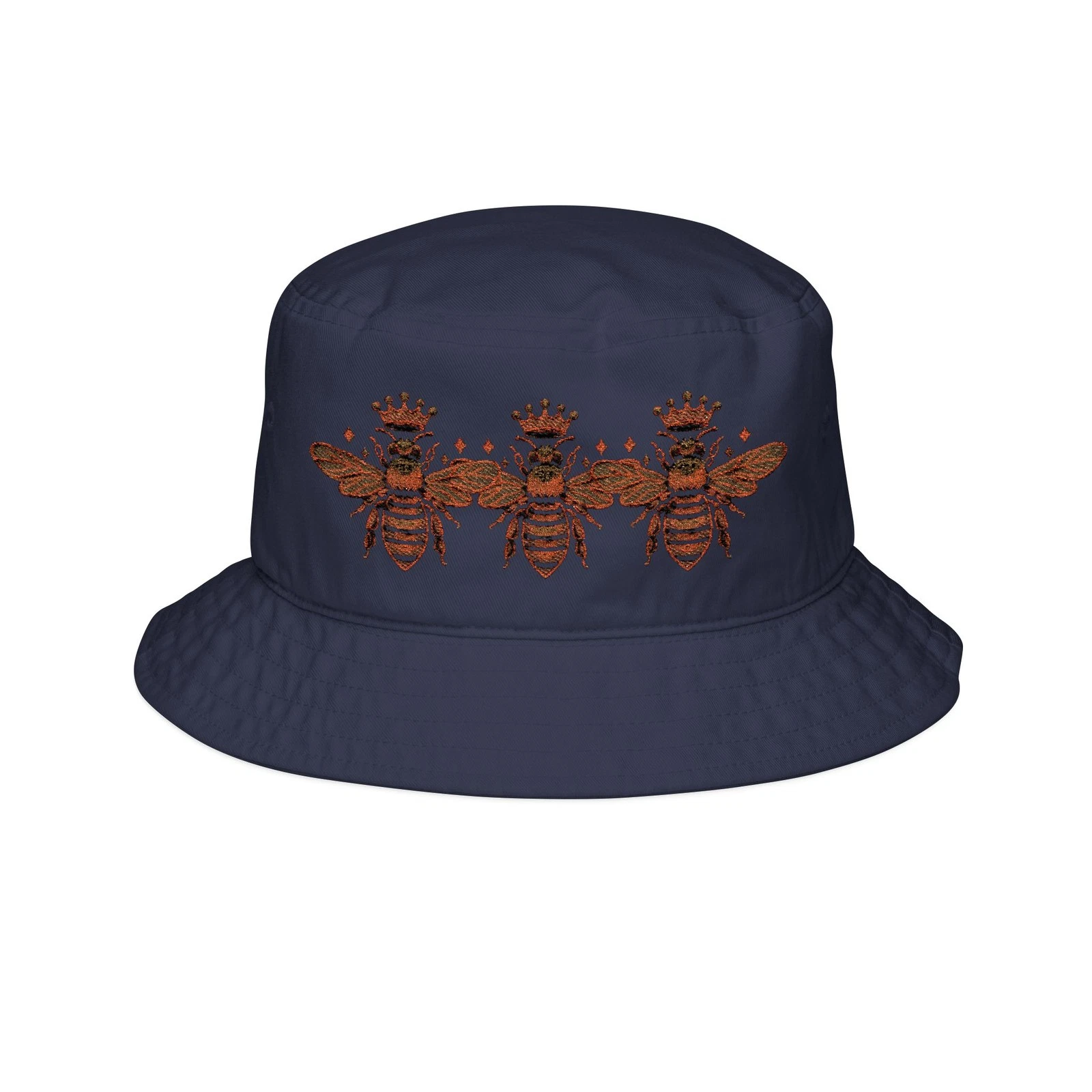 Embroidered Couture, Dancing Bees Cotton Bucket Hat for Man, Woman