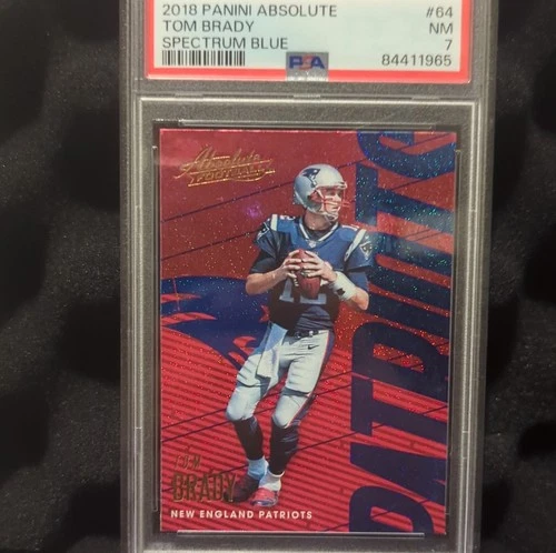 New ListingPanini Absolute 2018 Tom Brady Spectrum Blue #64 PSA 7 New England Patriots