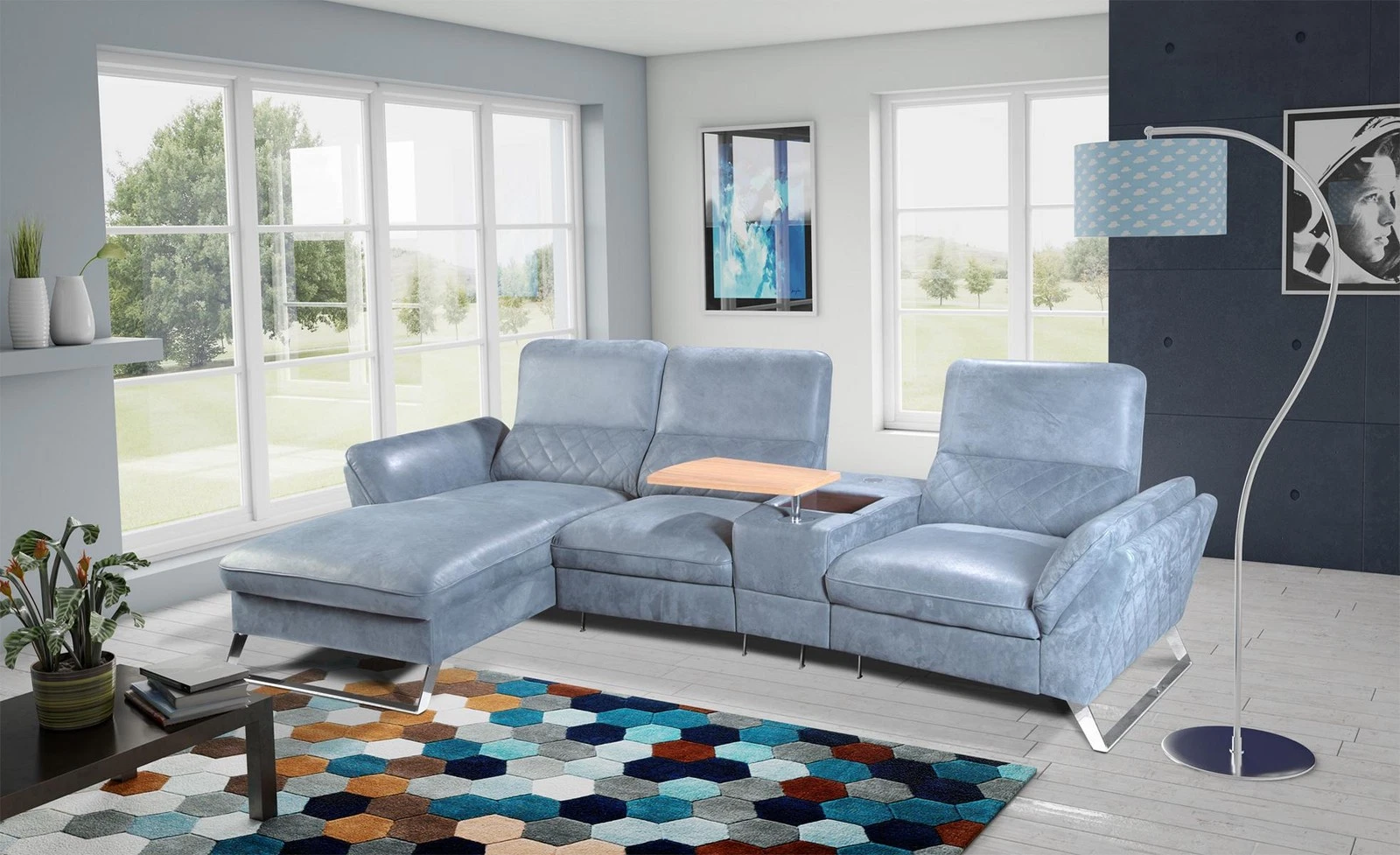 Home Cinema Sofa Couch Upholstery Leather Couch Sofas Corner Set Relax Footrests