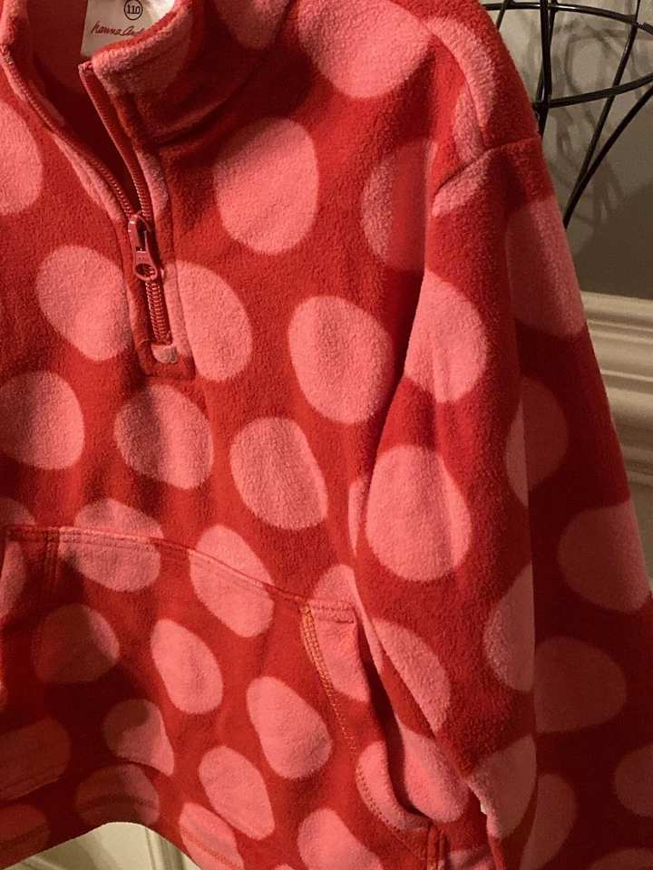 NEW Hanna Andersson Girls Plush Pullover Jacket Size 5 Pink Dot Fleece 1/4 Zip - Image 4 of 4