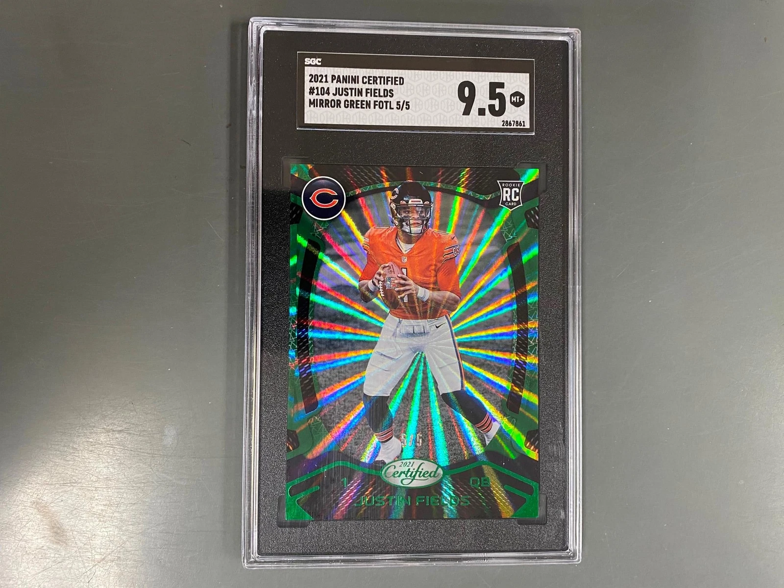 Justin Fields Panini Certified #104 Mirror Green Fotl