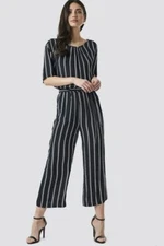 SPARKZ COPENHAGEN Striped Black White Jumpsuit Wide Leg XS S M