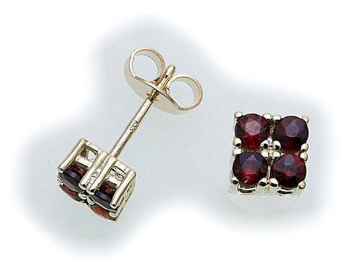 Boucles D'Oreilles Grenat En Or 333/8K - Prise Goujon, Made In Germany, Neuf Avec Étiquettes