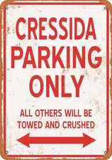 METAL SIGN - CRESSIDA PARKING ONLY - Vintage Look