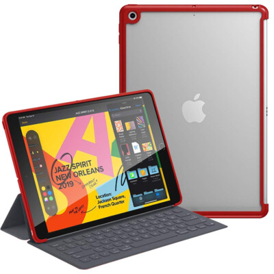 For iPad 10.2 (2021/2020/2019) Tablet Case Clear TPU Bumper Shockproof Cover Red