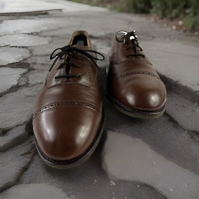 Bally Winston Brogue Cap Toe Brown Leather Men’s Oxfords Size 10M Italy  Made GUC