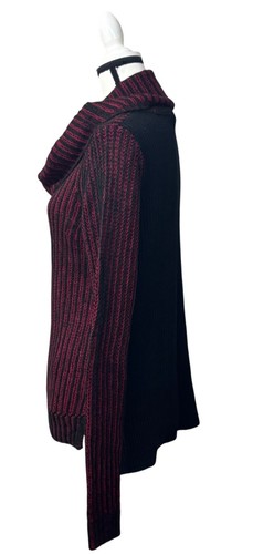 DKNY Jeans gestreifter Wasserfallausschnitt Mixed Knit Tank Sweater, Syrah, M - Bild 2 von 13