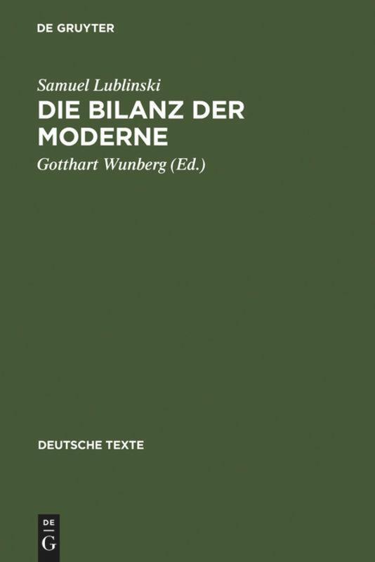 Thumbnail - Samuel Lublinski | Die Bilanz Der Moderne | Buch | Deutsch (1992) |